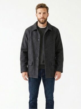 J.Crew Men's 90% Wool Blend Barn Jacket Insulated Coat -Charcoal Grey, Size XL